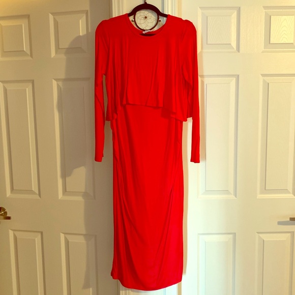 Red midi dress - Picture 1 of 3